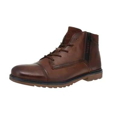 Afbeelding van bugatti Bottes à lacets de qualité supérieure pour homme avec fermeture éclair et mousse mémoire forme un maximum confort, marron foncé, 43 EU large