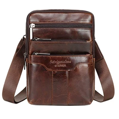 Afbeelding van Xieben Schouderleren messenger bag voor mannen en vrouwen, casual, zakelijke aktetas, crossbody, tas, draagtas, totebag, telefoon, handtassen, sling, #02
