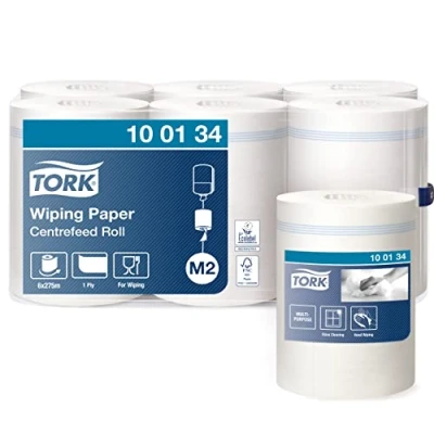 Image de Tork 100134 Papier d’essuyage Advanced Blanc 1 pli lot de 6 rouleaux x 250 m