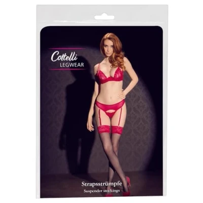 Afbeelding van Cottelli Collection Vrouwelijke Kousen met Brede Versierde Rand Maat 3XL