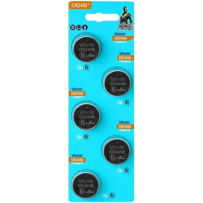 Afbeelding van Vinnic CR2450, DL2450, ECR2450 3V Lithium knoopcel batterij 5 stuks