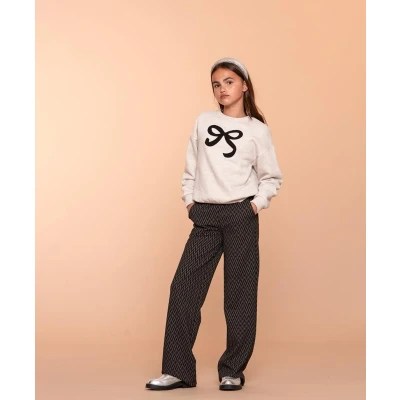 Afbeelding van Geisha winter wide leg broek meisjes zwart/wit jacquard