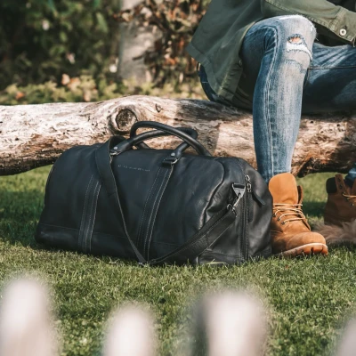 Afbeelding van The Chesterfield Brand Leren Weekendtas Zwart Melbourne