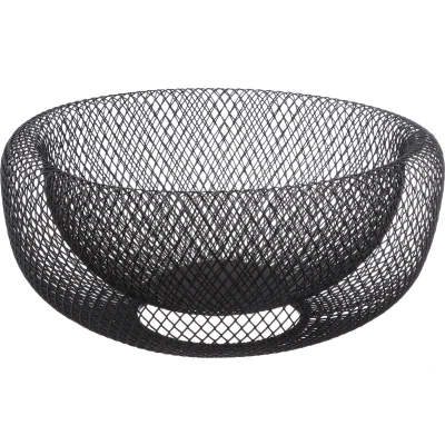 Afbeelding van Fruitschaal/fruitmand rond zwart metaal 27 cm Fruitschalen/fruitmanden Draadmand van