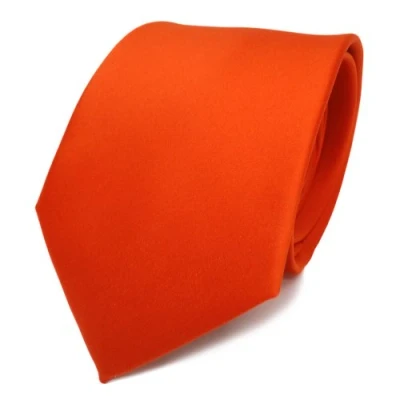 Afbeelding van TigerTie Effen satijnen designstropdas in verschillende kleuren, Oranje