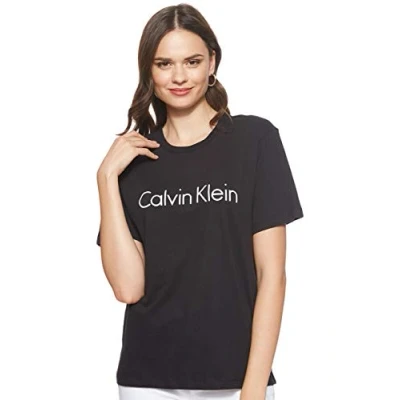 Afbeelding van Calvin Klein dames Pyjamatop met logoprint in de kleur Zwart, maat: L