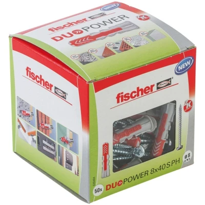 Afbeelding van Fischer 535464 DuoPower S PH Universele pluggen met bolkopschroef 8 x 40mm (50st)