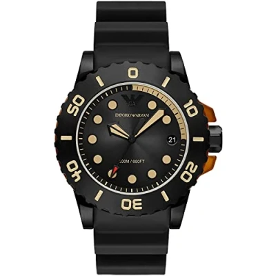 Afbeelding van Emporio Armani Aqua AR11539 Horloge Kunststof Zwart Ø 46 mm