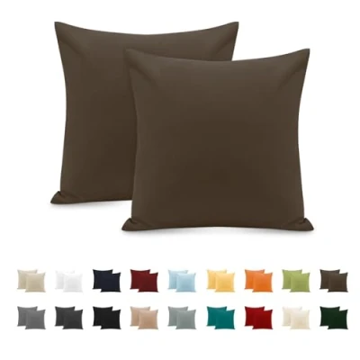 Afbeelding van Kussensloop, 100% katoen, 65 x cm, 2 stuks, rechthoekig, Puro, jersey, 120 g/m², kussensloop duurzaam en hypoallergeen, lichtbruin