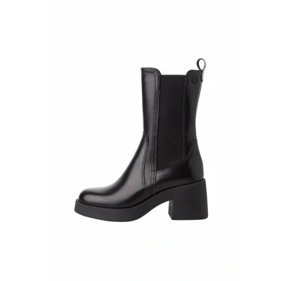 Afbeelding van Tamaris Enkellaarsjes met plateauzool, Dames, Maat: 39, Black Leer