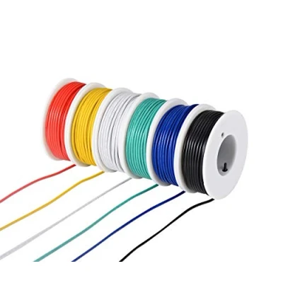 Afbeelding van TUOFENG 22AWG PVC elektrische kabelset 6 verschillende kleuren, spoelen van 9 meter 22 gauge gevlochten draad vertind, koperen aansluitkabelset voor doe het zelvers