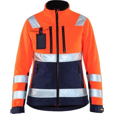 Afbeelding van Blåkläder 4902 2517 Dames Softshell jack High Vis Oranje/Marineblauw maat XS
