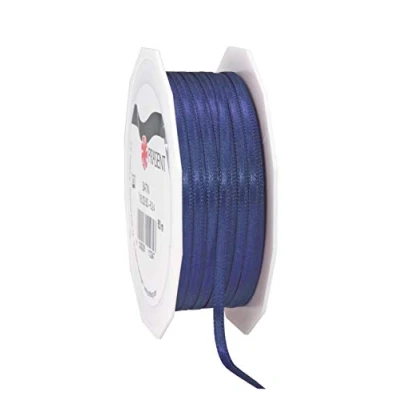Afbeelding van C.E. Pattberg Satijnen lint in donkerblauw, 0,3 cm breed, decoratief voor geschenken, elke gelegenheid