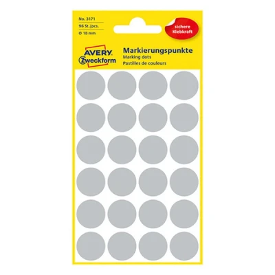 Image de Avery zweckform pastilles adhésives, diamètre 18 mm, grises contenu: 96 pièces (3171)