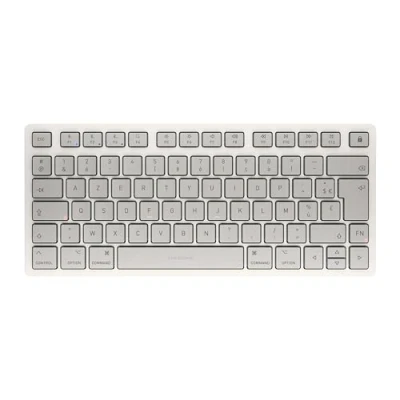 Afbeelding van CHERRY KW 7100 Mini BT voor Mac, compact Mac toetsenbord met 3 Bluetooth kanalen, Franse lay out (AZERTY), draadloos meerdere apparaten, maanlicht wit