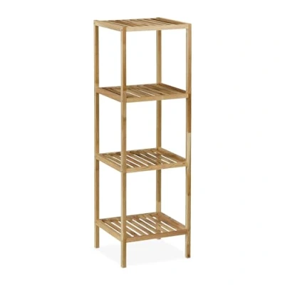 Afbeelding van badkamerrek staand 4 planken 113x35,5x35,5 cm notenhout