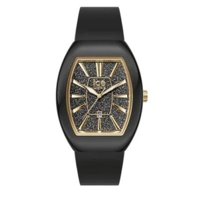 Afbeelding van ICE Watch boliday Dome Black glitter gold 024030 Horloge Rubber Zwart Ø 40 mm