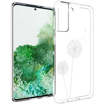 Afbeelding van iMoshion hoesje Geschikt voor Samsung Galaxy S21 Plus Siliconen Design Wit / Transparant Dandelion