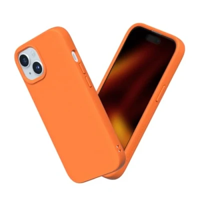 Afbeelding van RHINOSHIELD Hoesje compatibel met [iPhone 15] SolidSuit dunne hoes schokabsorberende technologie en premium matte afwerking oranje