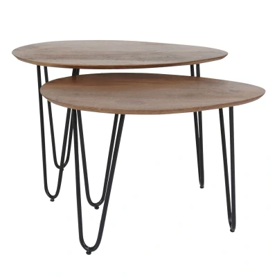 Afbeelding van Home67 Salontafel Fabio Mangohout Set van 2