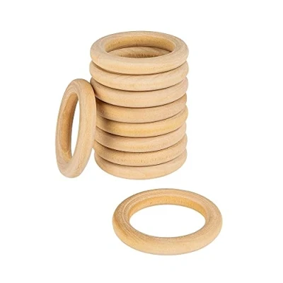 Afbeelding van 10 stuks hoogwaardige houten ringen voor knutselprojecten, diameter 5 cm, dikte 8 mm, natuurlijke kleur