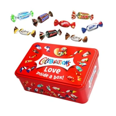 Afbeelding van Mars Celebrations Collection Box &quot;Love inside a box!&quot; chocoladecadeau exclusieve tin blikken geschenkdoos 400g