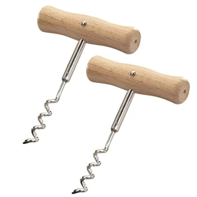 Afbeelding van Westmark 2 stuks 101222E3 Spiraalvormige kurkentrekker met kern, lengte 10,4 cm, hout/staal, Woody, lichtbruin/zilver,
