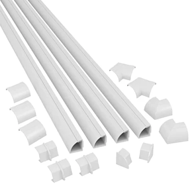 Afbeelding van D Line Kabelgoot set, kwart ronde kabelgoot, vloeroplossing 4 x 22 mm (breedte) (hoogte) 1 m lengte wit