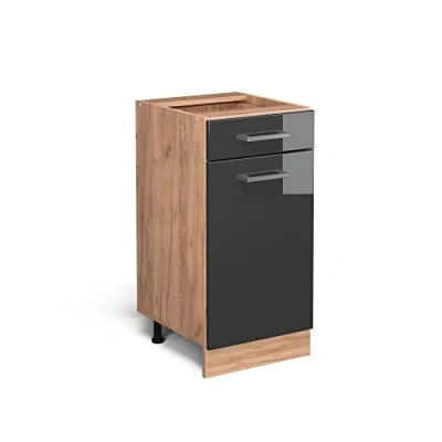 Afbeelding van Vicco Keukenonderkast R Line, Antraciet Hoogglans/Bruin, 40 cm zonder werkblad