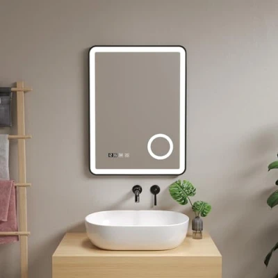 Afbeelding van Spiegel Pescara met LED verlichting 70x50x4 cm zwart