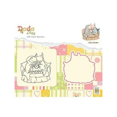 Afbeelding van Nellie&#039;s Choice Die &amp; clear stamp Wintertime Happy flu DDCS018 58x58mm (11 19)