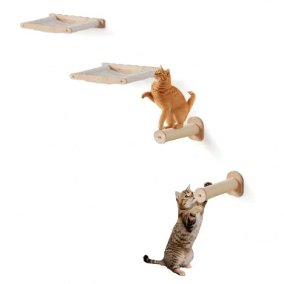 Image de VEVOR Étagères Murales pour Chat avec Plateformes Poteaux Meuble à Lot de 4