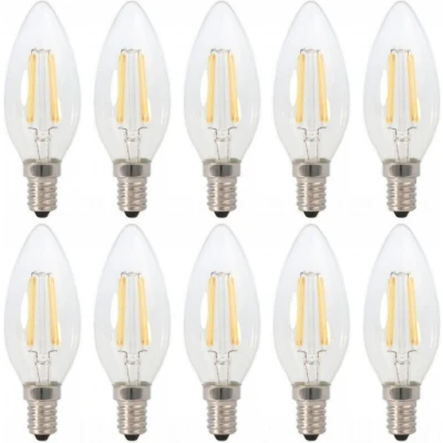 Afbeelding van Kaarslamp E14 10 stuks LED 4W=40W traditioneel licht daglichtwit filament 6500K 230 Volt
