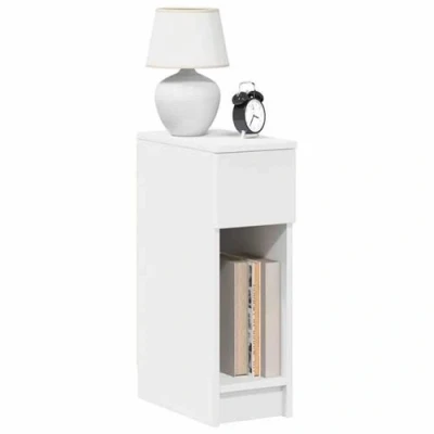 Image de vidaXL Table de chevet avec tiroir blanc 20x36x60 cm858695