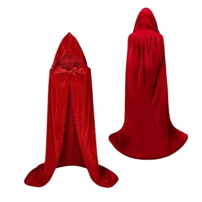 Afbeelding van cape met capuchon voor kostuum, lange uniseks, volwassenen en kinderen, vampier, heksencapa, Halloween, carnaval, cosplay, feest., C1437
