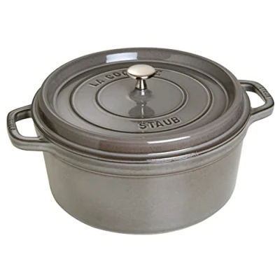 Image de Cocotte en Fonte émaillée Ronde Staub Gris graphite 1102818 28 cm
