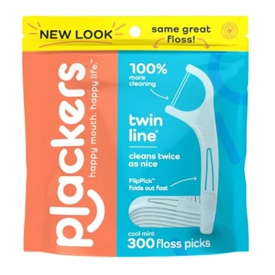 Afbeelding van Plackers Twin Line Flossers Dubbele Flosdraad met Munt 300 Stuks