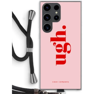 Afbeelding van Case Company® hoesje met Koord geschikt voor Samsung Galaxy S23 Ultra Ugh Telefoonhoesje Zwart Bescherming aan alle Kanten en Over de Schermrand