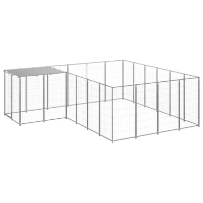 Afbeelding van vidaXL Hondenkennel 8,47 m² staal zilverkleurig