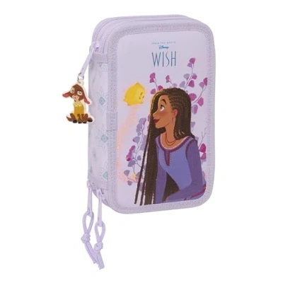 Afbeelding van Driedubbele Pennenzak Wish Lila 12.5 x 19.5 5.5 cm (36 Onderdelen)