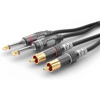 Afbeelding van Sommer Cable HBA 62C2 0600 Jackplug / Cinch Audio Aansluitkabel [2x male 6,3 mm (mono) 2x stekker] 6.00 m Zwart