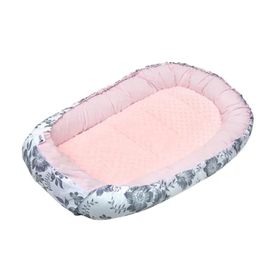 Image de Medi Partners Reducteur de Lit Bebe Réducteur Bébé 100x60x15cm Cocon et Naissance couffin Nid d&#039;ange bilatéral Cale 100% Coton Minky (Berry avec Rosa)