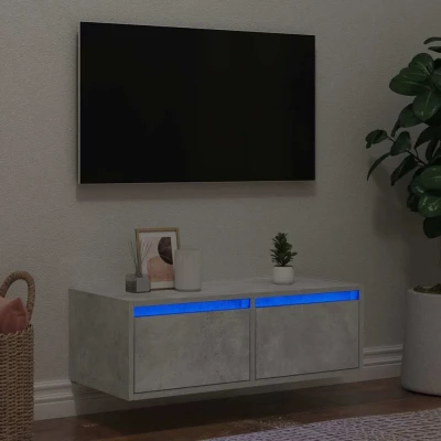 Afbeelding van vidaXL Tv meubel met LED verlichting 75x35,5x25 cm betongrijs