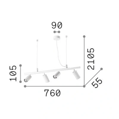 Afbeelding van Ideal Lux hanglamp Dynamite messing/zwart metaal 4 lamps.
