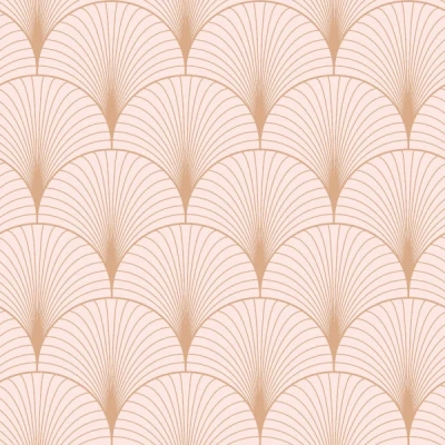 Afbeelding van ESTAhome behang art deco motief zacht roze en roségoud 139229 0,53 x 10,05 m