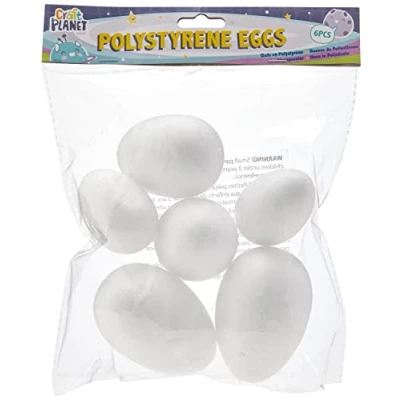 Afbeelding van Craft Planet Piepschuim Eieren Paasdecoratie Knutselmateriaal 3 Verschillende Maten 6 Stuks