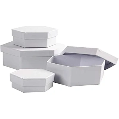 Afbeelding van Hexagonale dozen, d: 6,5+8+10+12 cm, h: 4+5+6+7 4stuks