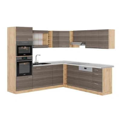 Afbeelding van Vicco Hoekkeuken R Line, Edel grijs/gouden eik, 237 x 247 cm , WB Marmer