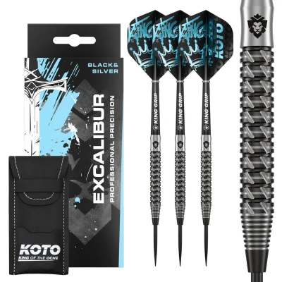 Afbeelding van KOTO Excalibur 90% Darts 21 Gram, Zwart &amp; Zilver, Set Incl. 3 Barrels, Flights + Shafts Dartwallet