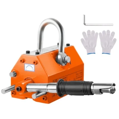 Image de VEVOR Levage Magnétique 1000 kg Aimant de Permanent en Néodyme N42 Porteur 256x133x139 mm avec Crochet Chromé Facteur Sécurité 2,5 Outil pour Manutention Tôle Matériel